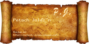 Petsch Jolán névjegykártya