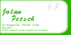 jolan petsch business card